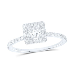 7/8CTW-DIA ANA M 1/2CT-CPR SINGLE HALO  ENGAGEMENT RING