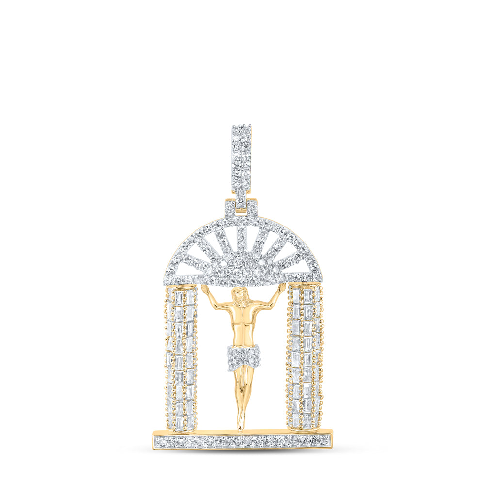 3 3/4CTW-DIA NK JESUS MENS CHARM