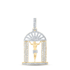 3 3/4CTW-DIA NK JESUS MENS CHARM