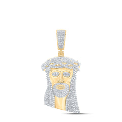 10K Yellow Gold 5 CTW-Natural Diamond Jesus Face Mens Charm 21.45 Gram