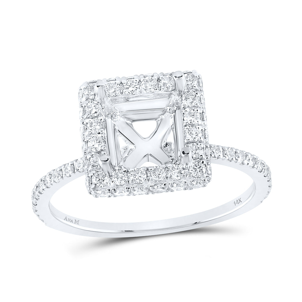 3/4CTW-DIA ANA M 1 1/2CT-CPR SEMI-MOUNT SINGLE HALO RING