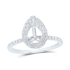 3/4CTW-DIA ANA M 1 1/2CT-PEAR SEMI-MOUNT SINGLE HALO  RING