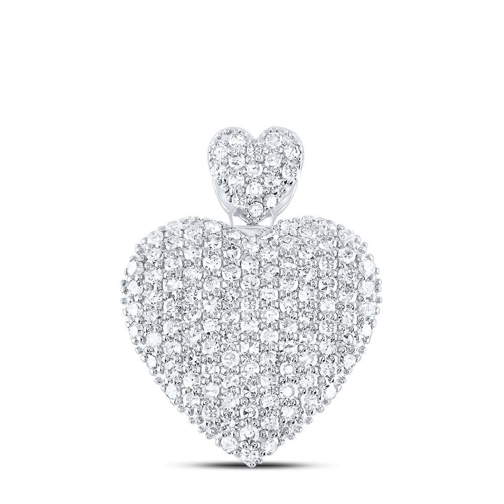 10K White Gold 3/4 CTW-Natural Diamond Urn Heart Pendant 5.16 Gram