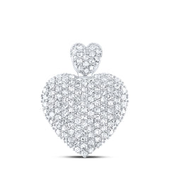10K White Gold 3/4 CTW-Natural Diamond Urn Heart Pendant 5.16 Gram
