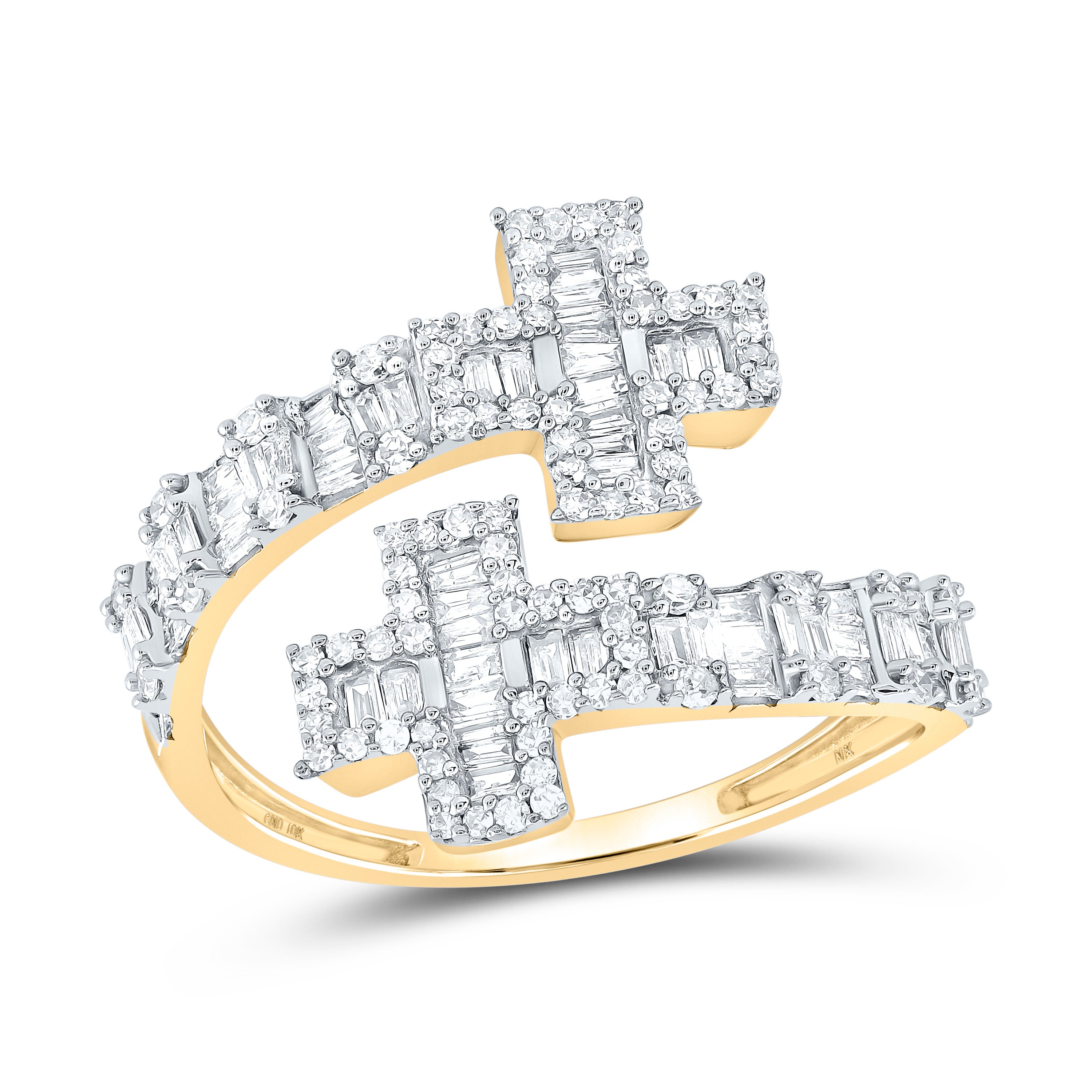 3/4CTW-DIA NK CROSS CUFF RING