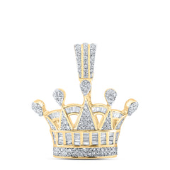 7/8CTW-DIA NK CROWN MENS CHARM PENDANT