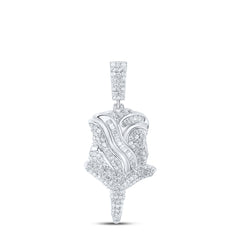 Sterling Silver 1 CTW-Natural Diamond Gift Rose Pendant 4.72 Gram