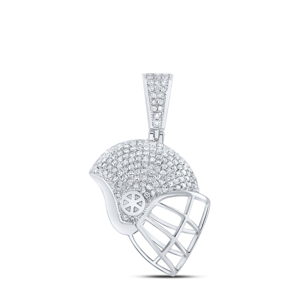 Sterling Silver 3/4 CTW-Natural Diamond Gift Sports Helmet Pendant 3.23 Gram