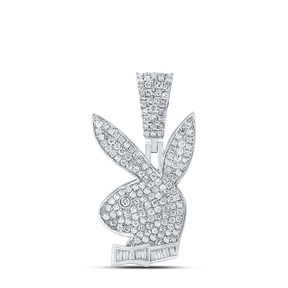 Sterling Silver 3/4 CTW-Natural Diamond Mens Charm 3.1 Gram