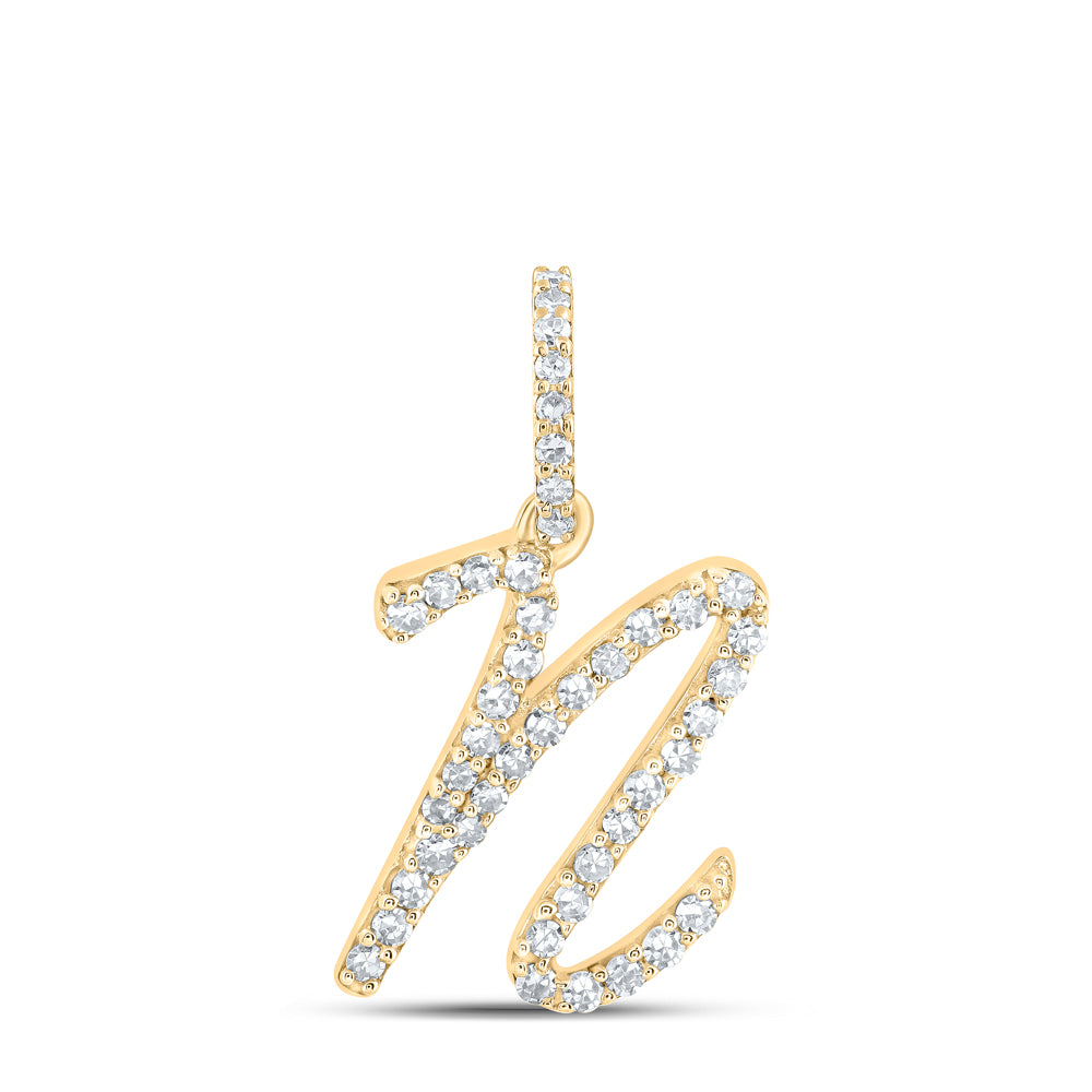 1/6CTW-DIA NK INITIAL "N" PENDANT