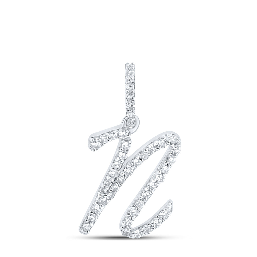 1/6CTW-DIA NK INITIAL "N" PENDANT