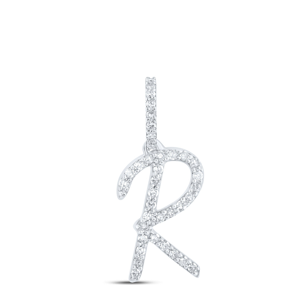 1/8CTW-DIA NK INITIAL "R" PENDANT