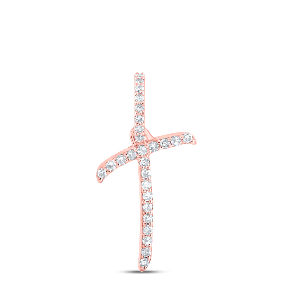 1/10CTW-DIA NK INITIAL "T" PENDANT