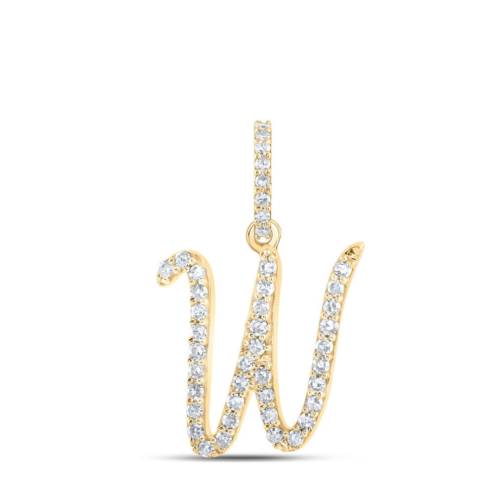 1/6CTW-DIA NK INITIAL "W" PENDANT