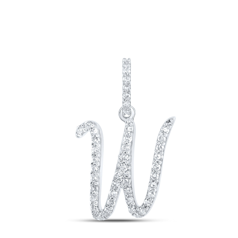 1/6CTW-DIA NK INITIAL "W" PENDANT