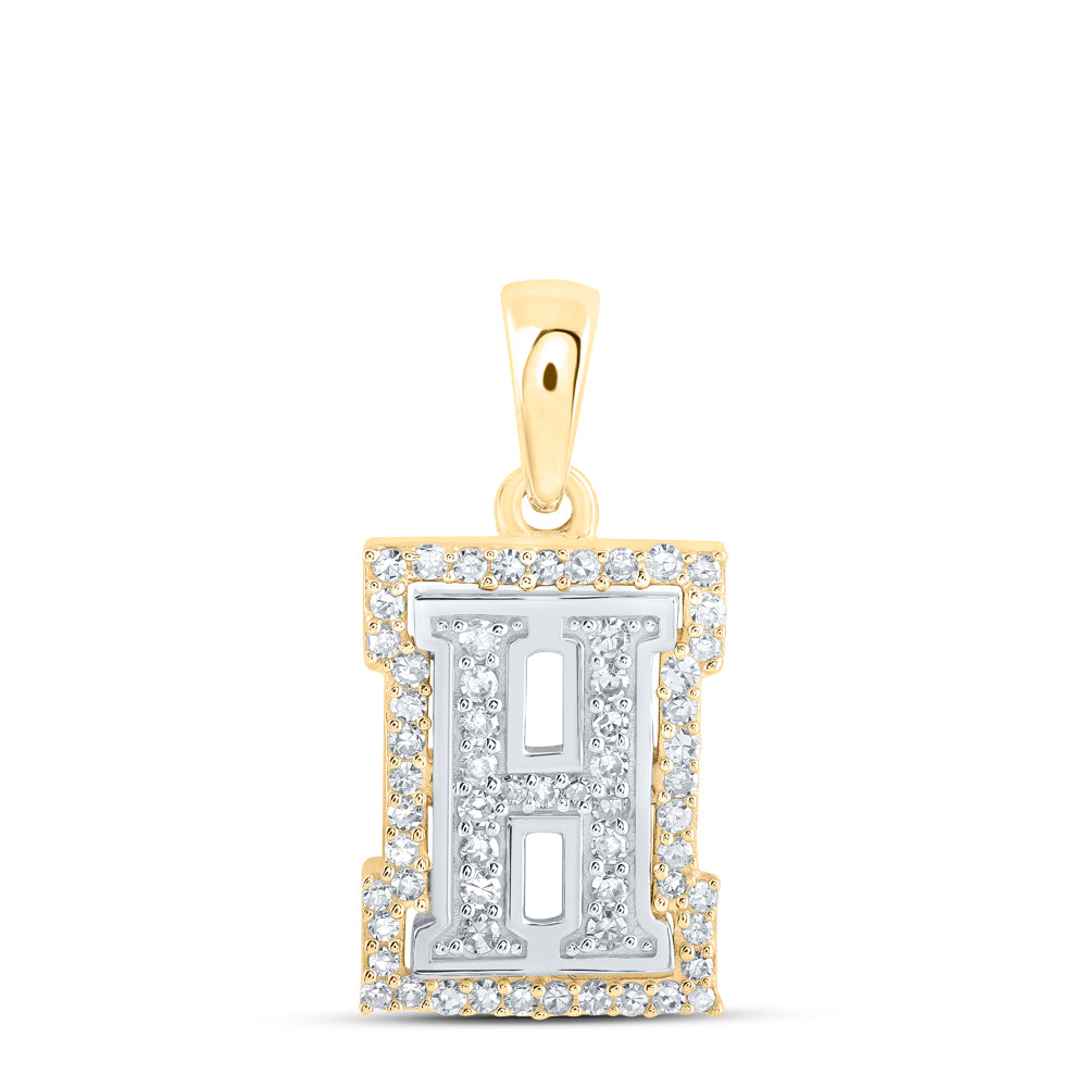 10K Two-Tone Gold 1/5 CTW-Natural Diamond Initial "H" Pendant 1.09 Gram