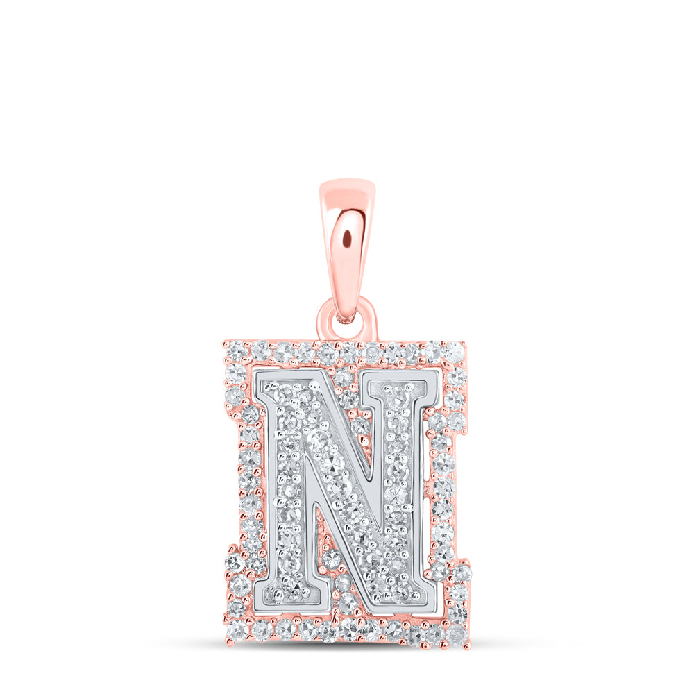1/4CTW-DIA NK INITIAL "N" PENDANT