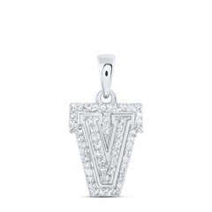 1/6CTW-DIA NK INITIAL "V" PENDANT