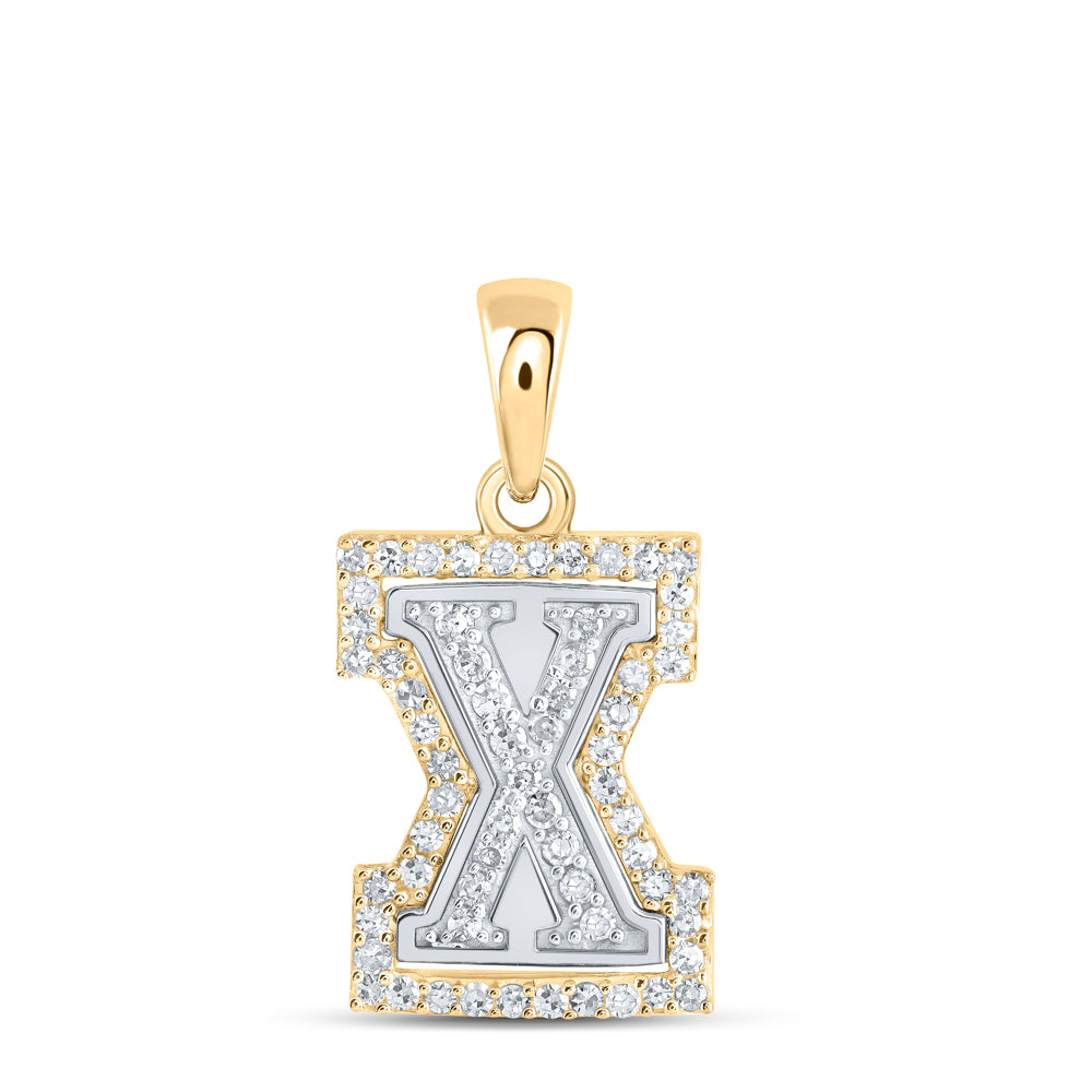 10K Two-Tone Gold 1/5 CTW-Natural Diamond Initial "X" Pendant 1.26 Gram