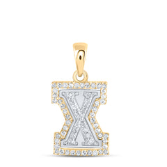 10K Two-Tone Gold 1/5 CTW-Natural Diamond Initial "X" Pendant 1.26 Gram