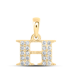 10K Yellow Gold 1/10 CTW-Natural Diamond Initial "H" Pendant 0.64 Gram