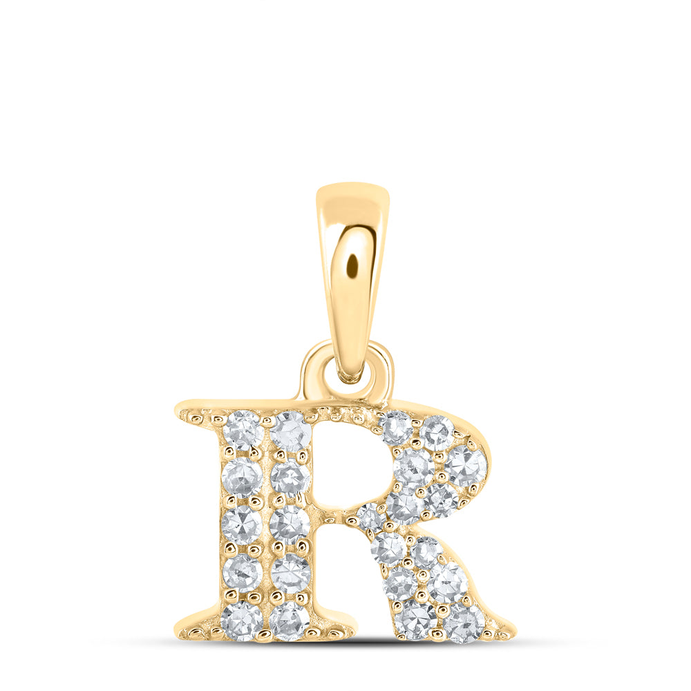 1/10CTW-DIA NK INITIAL "R" PENDANT