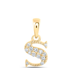 10K Yellow Gold 1/20 CTW-Natural Diamond Initial "S" Pendant 0.39 Gram