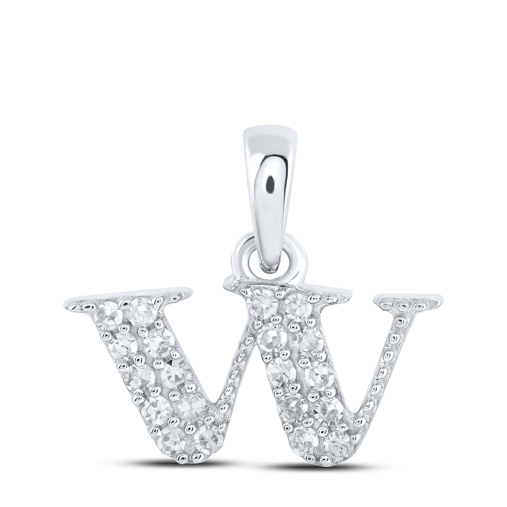 1/10CTW-DIA NK INITIAL "W" PENDANT