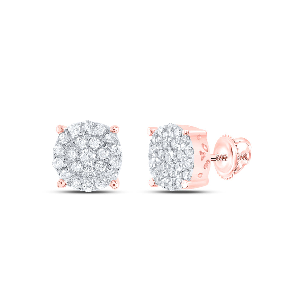 10K Rose Gold 1/2 CTW-Natural Diamond Fashion Round Earring 1.45 Gram