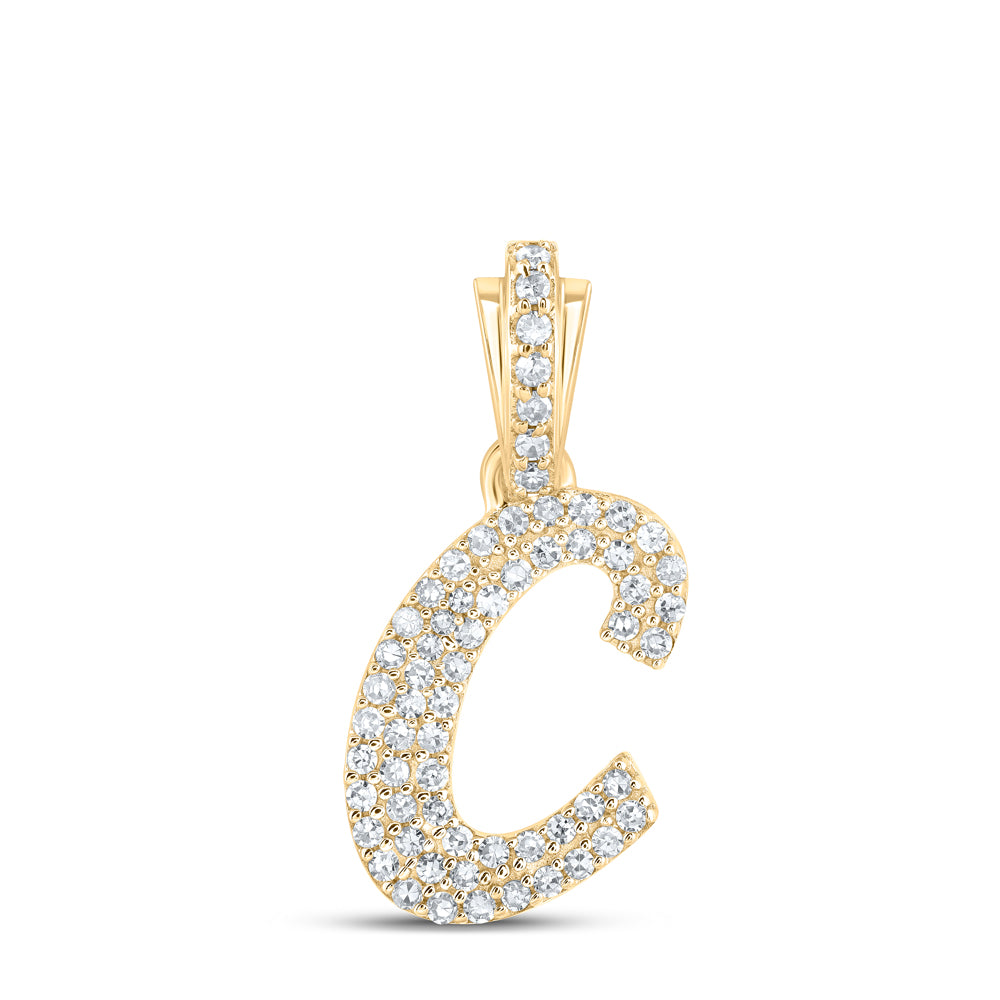 10K Yellow Gold 1/4 CTW-Natural Diamond Initial "C" Pendant 1.13 Gram