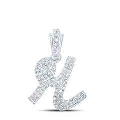 3/8CTW-DIA NK INITIAL "R" PENDANT