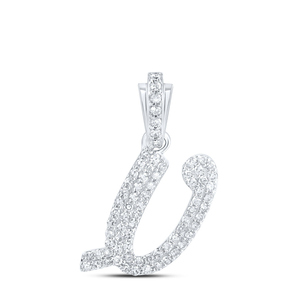 1/3CTW-DIA NK INITIAL "V" PENDANT