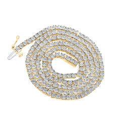 Yellow-Tone Sterling 1 1/5 CTW-Natural Diamond Fanuk Mens Chain (18 Inch ) 16.75 Gram
