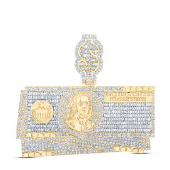 10K Yellow Gold 6 7/8 CTW-Natural Diamond Dollar Mens Charm 23.08 Gram