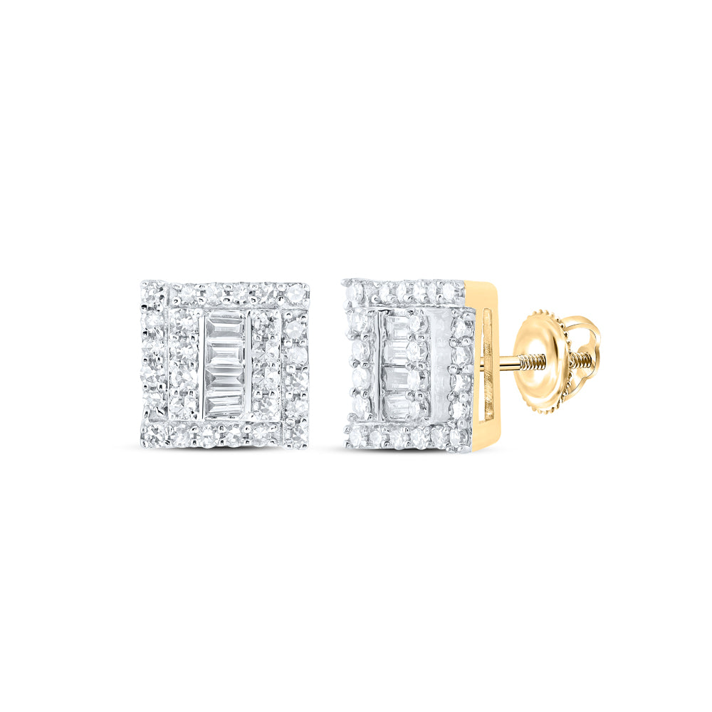 10K Yellow Gold 1/2 CTW-Natural Diamond Square Earring 1.77 Gram