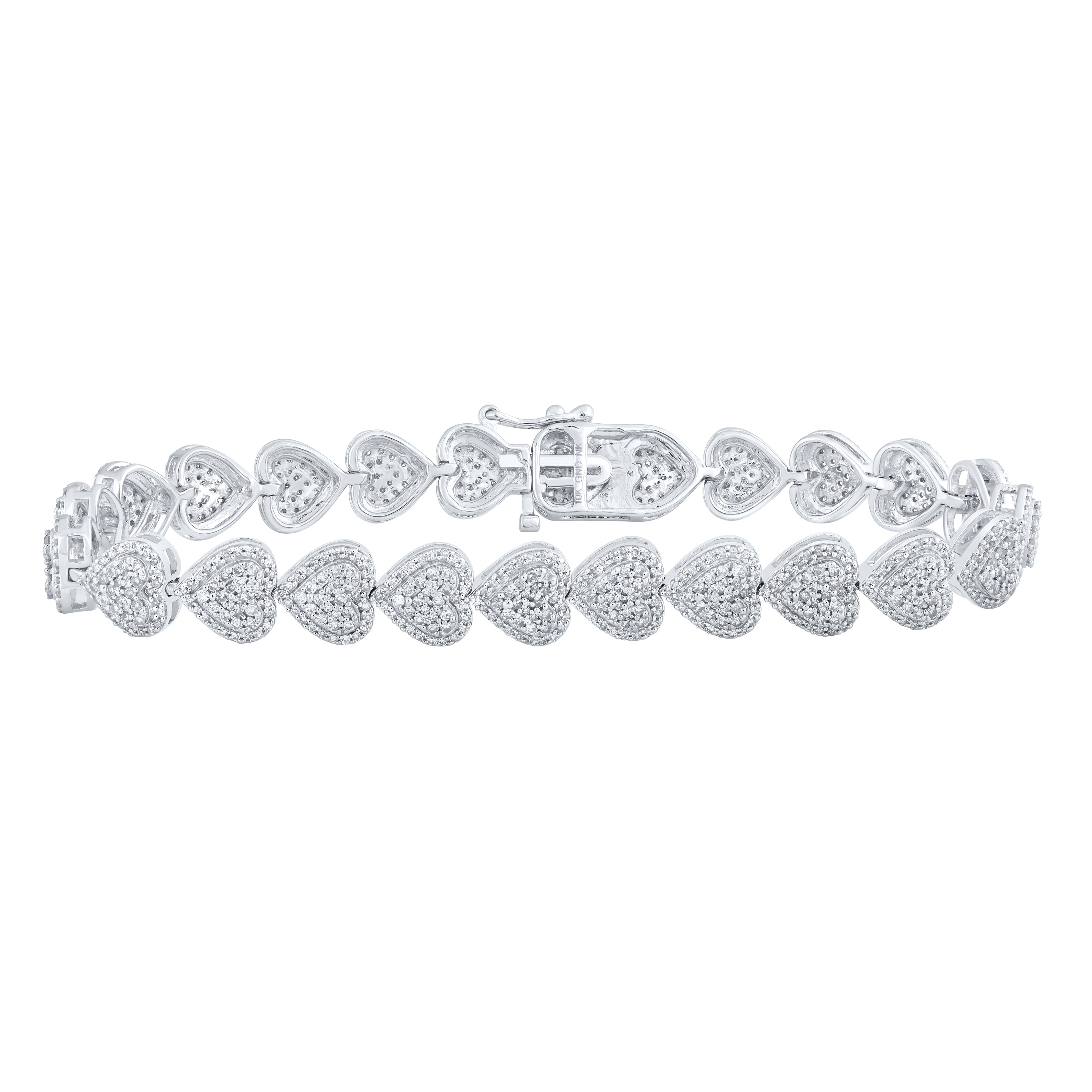 2 5/8CTW-DIA (7.10MM) NK HEART BRACELET 7 INCH