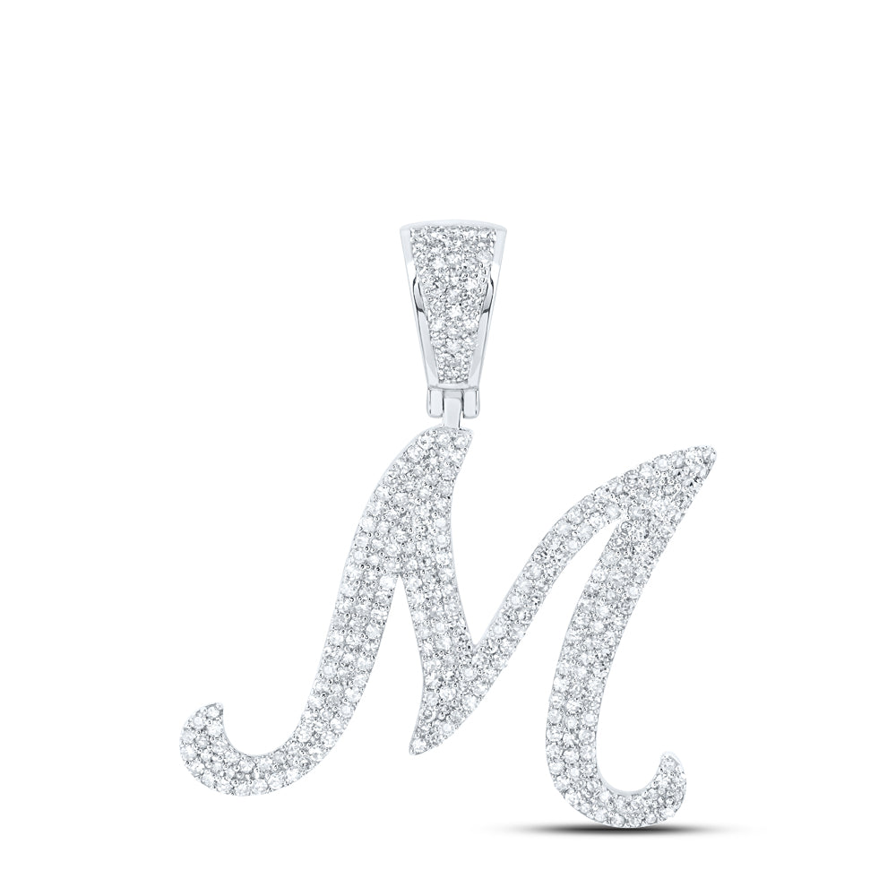1 1/5CTW-DIA NK INITIAL "M" PENDANT