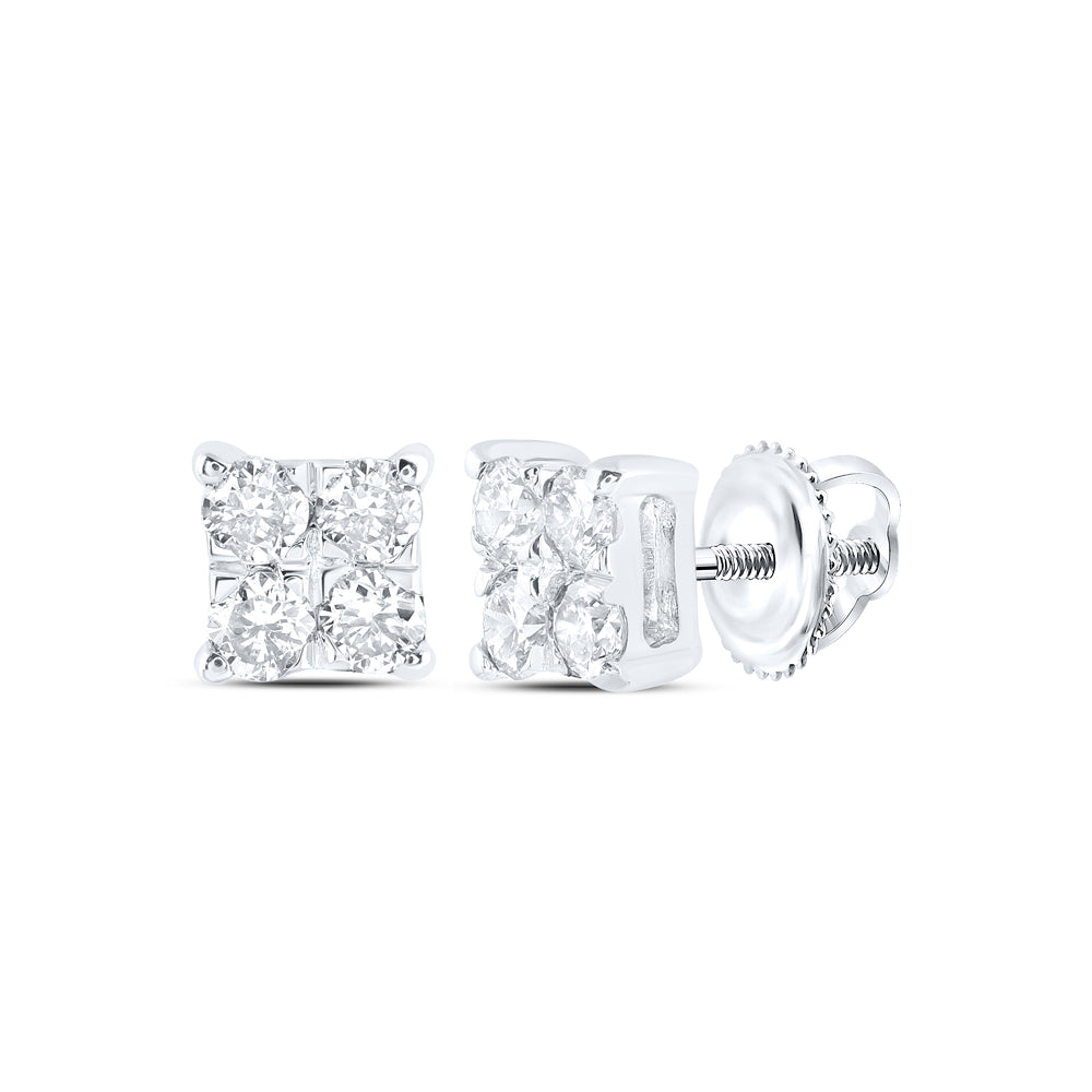10K White Gold 1/6 CTW-Natural Diamond Square Earring 0.81 Gram