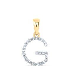 10K Yellow Gold 1/10 CTW-Natural Diamond Initial "G" Pendant 0.6 Gram