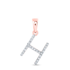 10K Rose Gold 1/10 CTW-Natural Diamond Initial "H" Pendant 0.58 Gram