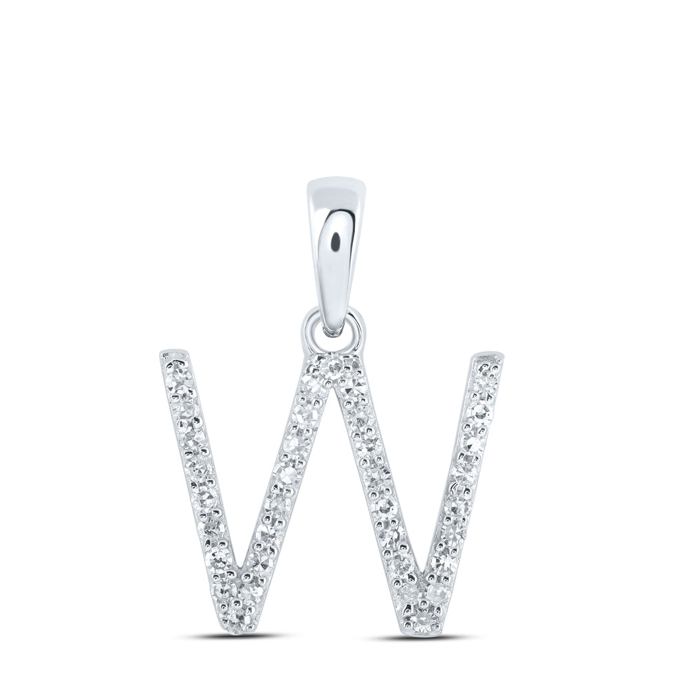1/8CTW-DIA NK INITIAL "W" PENDANT