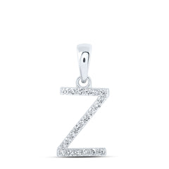 10K White Gold 1/10 CTW-Natural Diamond Initial "Z" Pendant 0.53 Gram