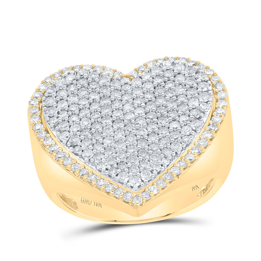 10K Yellow Gold 1 1/2 CTW-Natural Diamond Fashion Heart Ring 7.8 Gram