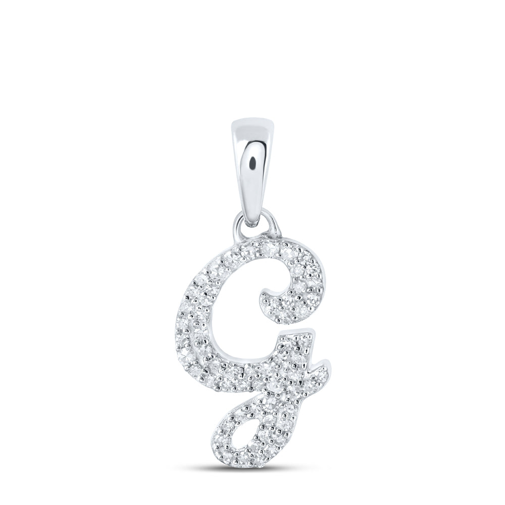 10K White Gold 1/6 CTW-Natural Diamond Initial "G" Pendant 1.8 Gram