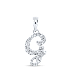 10K White Gold 1/6 CTW-Natural Diamond Initial "G" Pendant 1.8 Gram
