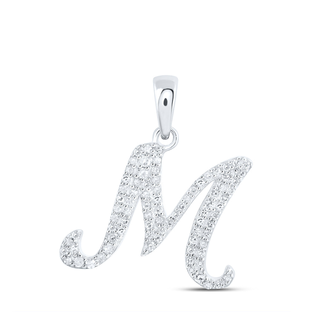 1/5CTW-DIA NK INITIAL "M" PENDANT