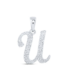 10K White Gold 1/6 CTW-Natural Diamond Initial "U" Pendant 1.04 Gram