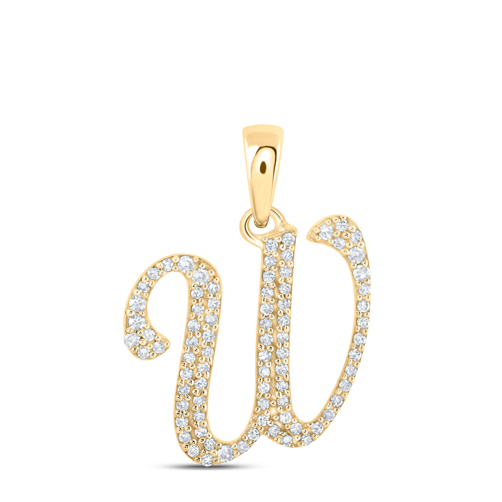 10K Yellow Gold 1/5 CTW-Natural Diamond Initial "W" Pendant 1.19 Gram