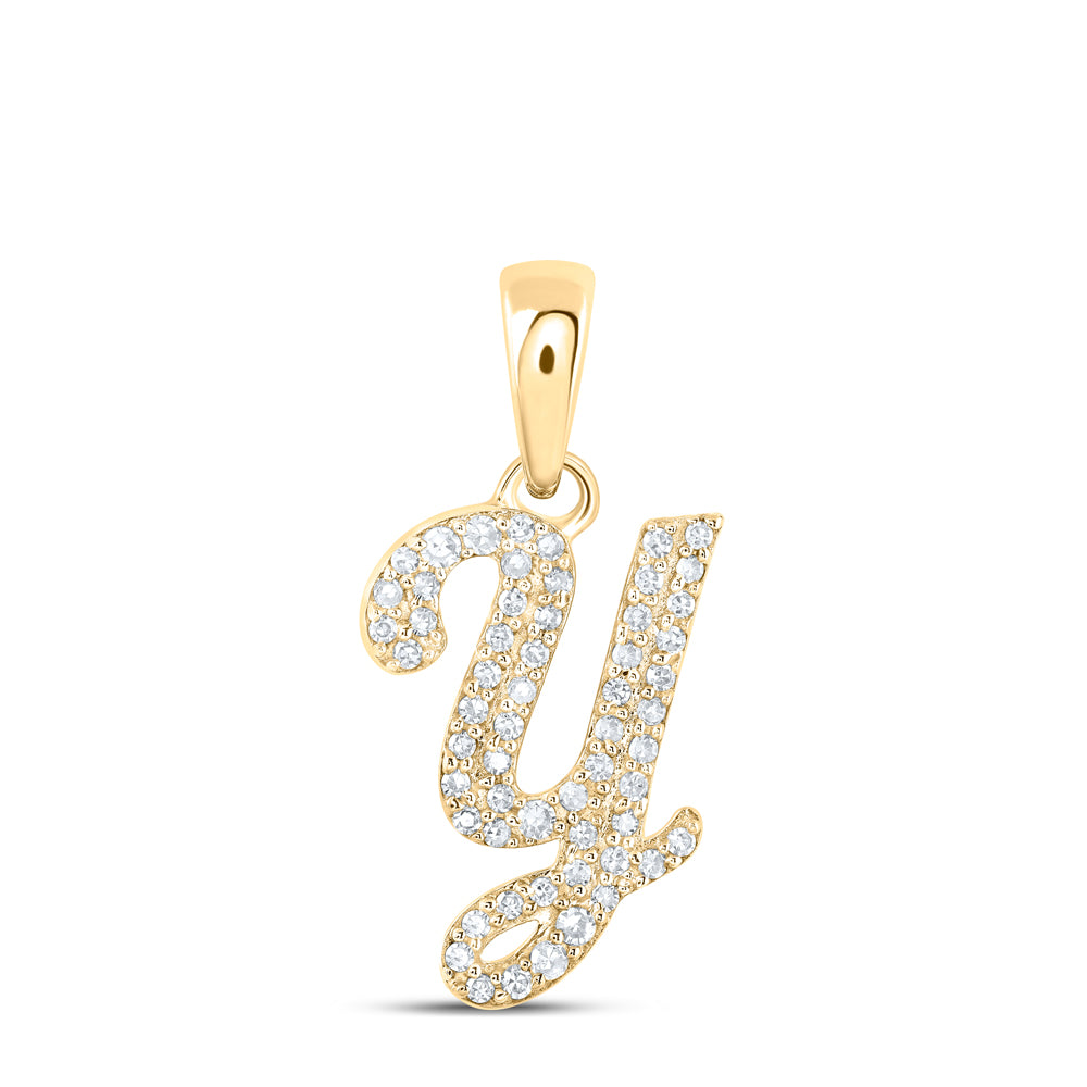 1/5CTW-DIA NK INITIAL "Y" PENDANT
