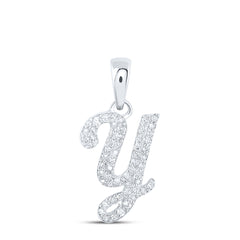 10K White Gold 1/5 CTW-Natural Diamond Initial "Y" Pendant 0.84 Gram